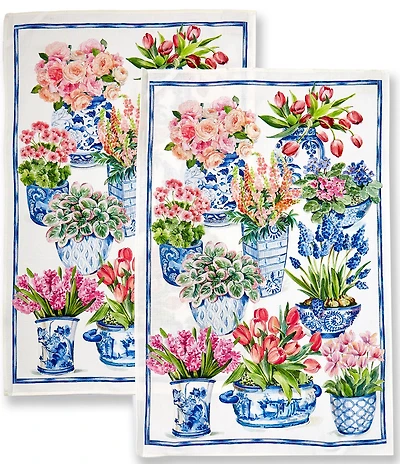 Southern Living Chinoiserie Floral Kitchen Towels, Set of 2