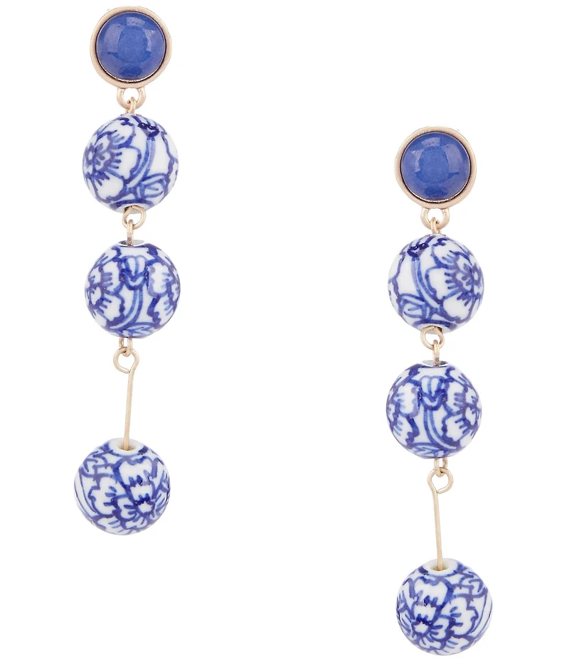 Southern Living Chinoiserie Linear Ball Drop Earrings