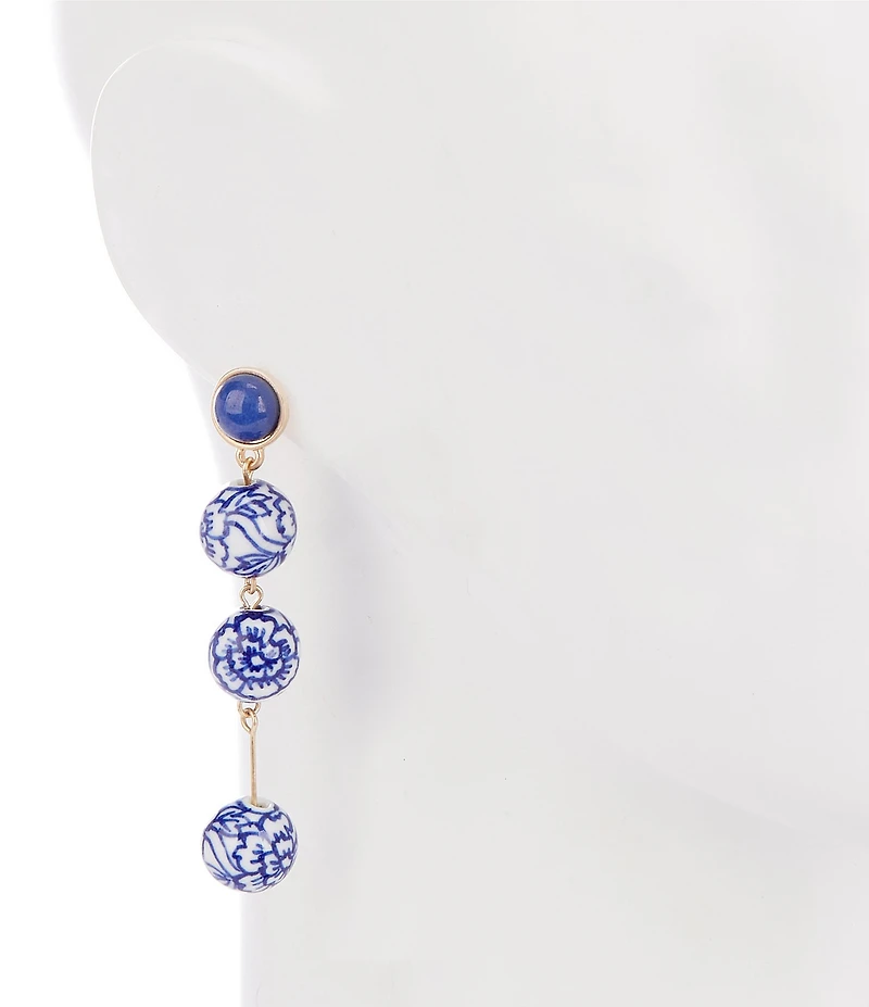 Southern Living Chinoiserie Linear Ball Drop Earrings