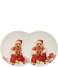 Southern Living Christmas Puppies Collection Doodle Puppy Accent Plates, Set of 2