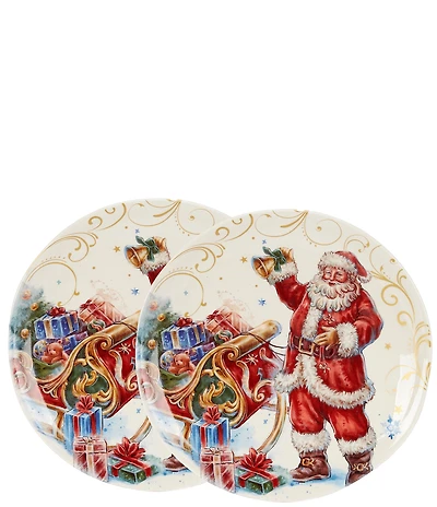 Southern Living Classic Christmas Collection Santa Accent Plates, Set of 2