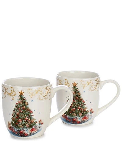 Southern Living Classic Christmas Collection Tree Coffee Mugs, Set of 2