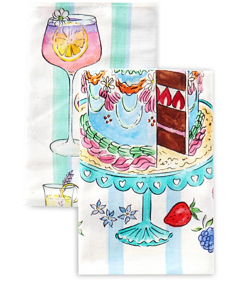 Southern Living Cocktails and Cake Kitchen Towels, Set of 2
