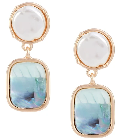 Southern Living Coin Pearl Stud Blue Ombre Shell Drop Earrings