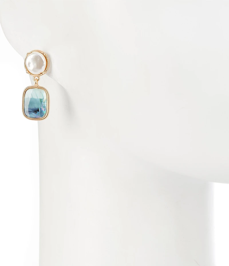 Southern Living Coin Pearl Stud Blue Ombre Shell Drop Earrings