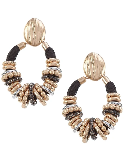 Southern Living Cord with Mismatch Discs Orbital Drop Earrings