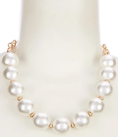 Southern Living Cotton Pearl Frontal Oval Collar Necklace