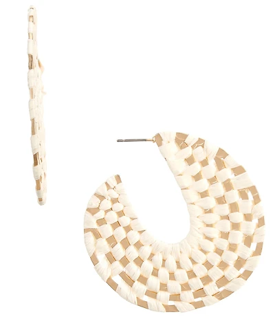 Southern Living Raffia Woven Resort Hoop Earrings