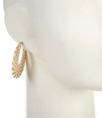 Southern Living Cream Raffia Weaved Hoop Earrings
