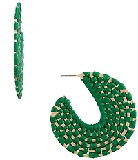 Southern Living Cream Raffia Weaved Hoop Earrings
