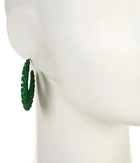 Southern Living Cream Raffia Weaved Hoop Earrings