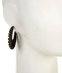 Southern Living Cream Raffia Weaved Hoop Earrings