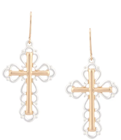 Southern Living Cross Open Metal Drop Earrings