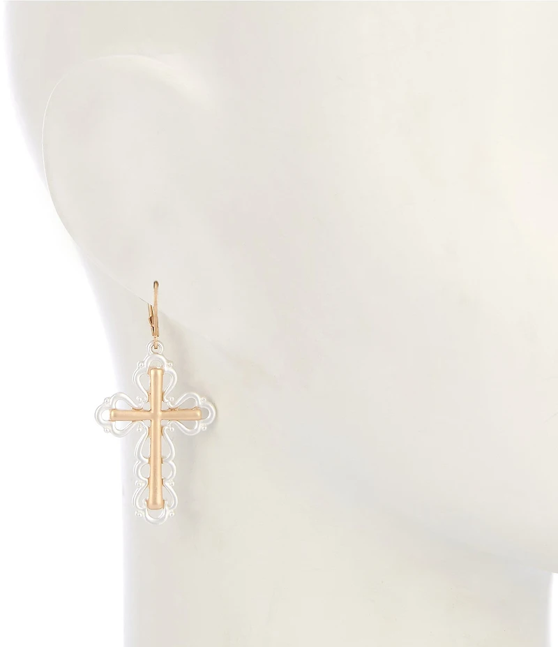 Southern Living Cross Open Metal Drop Earrings