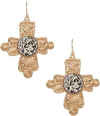 Southern Living Cross with Coin Inset Drop Earrings