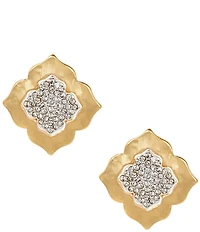 Southern Living Crystal Pave Clover Metal Stud Earrings