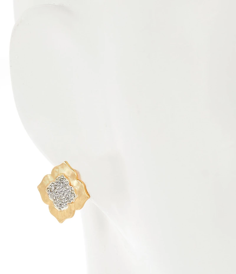 Southern Living Crystal Pave Clover Metal Stud Earrings