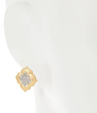 Southern Living Crystal Pave Clover Metal Stud Earrings