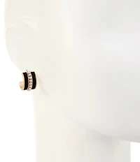 Southern Living Crystal Rhinestone Jet Velvet Clutchless Hoop Earrings