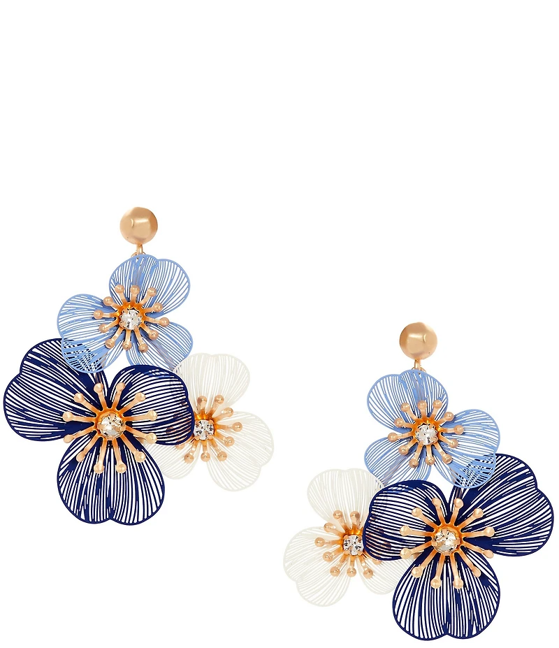 Southern Living Crystal Stone Multi Blue Floral Drop Earrings
