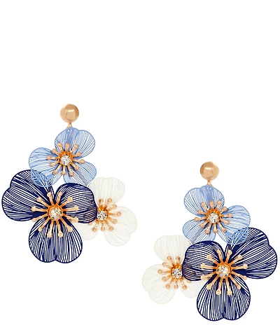 Southern Living Crystal Stone Multi Blue Floral Drop Earrings
