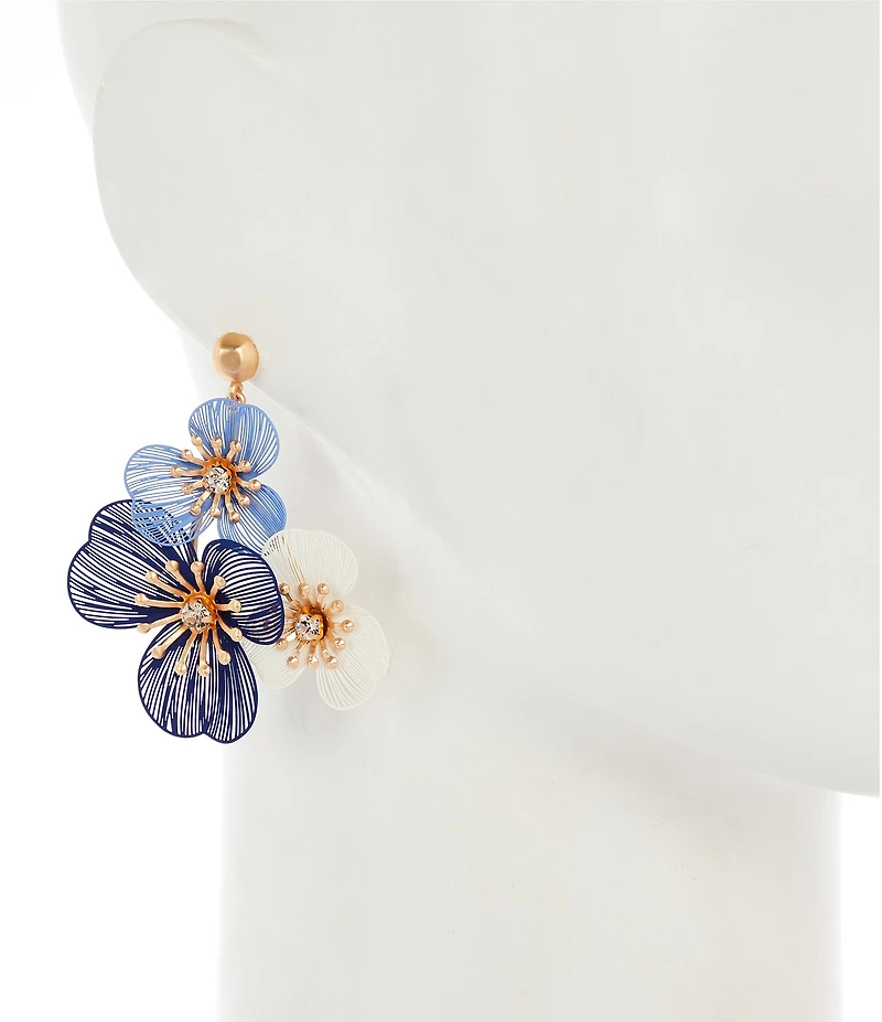 Southern Living Crystal Stone Multi Blue Floral Drop Earrings