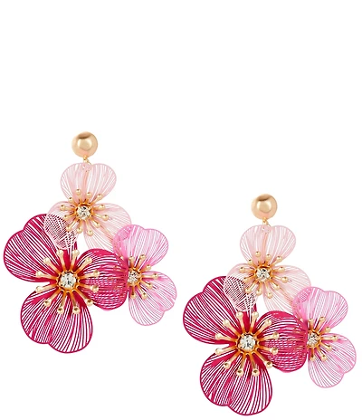 Southern Living Crystal Stone Multi Pink Floral Resort Drop Earrings