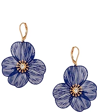 Southern Living Crystal Stone Navy Flower Drop Earrings