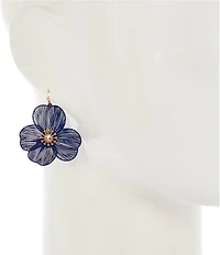 Southern Living Crystal Stone Navy Flower Drop Earrings