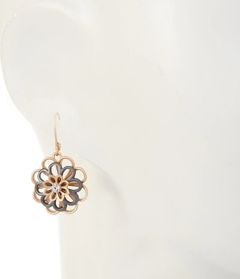 Southern Living Crystal Stone Small Open Flower Drop Earrings