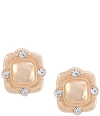 Southern Living Crystal Stone Square Wobbly Metal Stud Earrings
