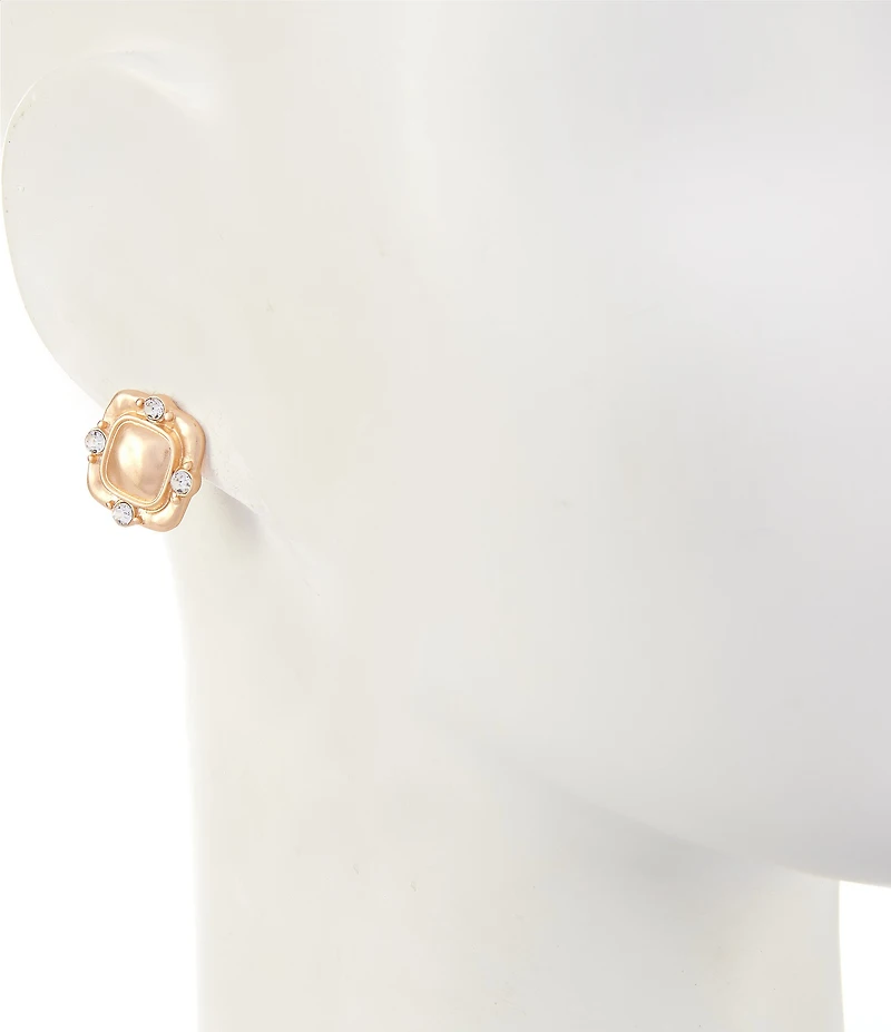 Southern Living Crystal Stone Square Wobbly Metal Stud Earrings