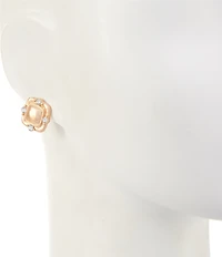 Southern Living Crystal Stone Square Wobbly Metal Stud Earrings