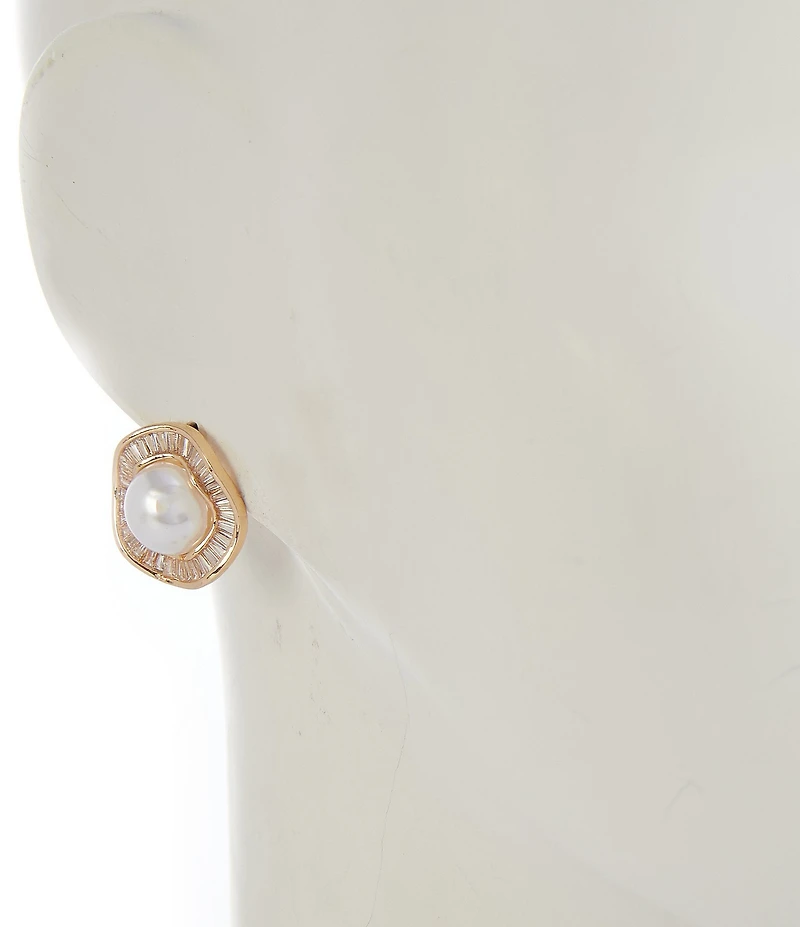 Southern Living Cubic Zirconia and Pearl Stud Earrings