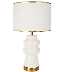 Southern Living Customizable Rechargeable Large White Ceramic Accent Cordless Table Lamp