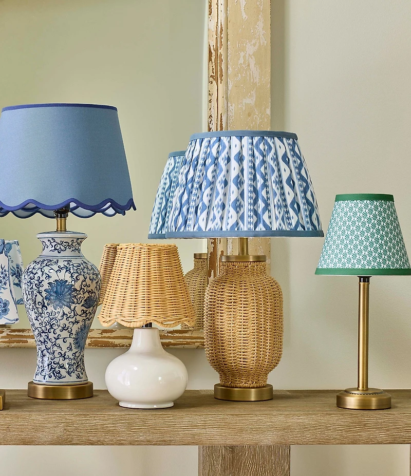 Southern Living Customizable Rechargeable Large Ikat Pleated Empire Lamp Shade