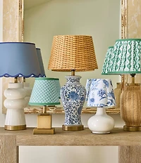 Southern Living Customizable Rechargeable Large Rattan Tapered Drum Lamp Shade