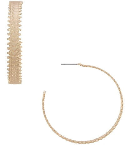 Southern Living Delicate Heart Textured Metal Hoop Earrings