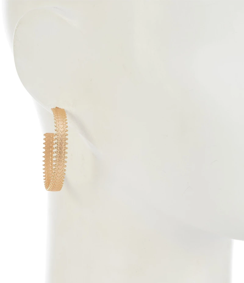 Southern Living Delicate Heart Textured Metal Hoop Earrings