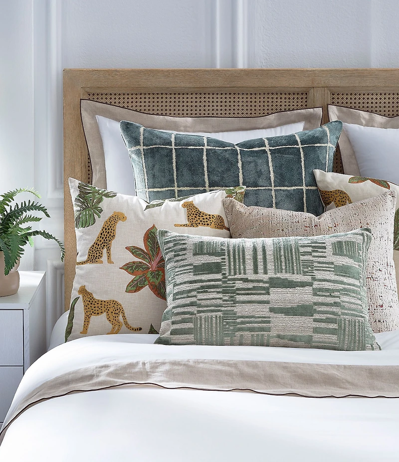 Southern Living Design House Verdant Embroidered Cheetah Decorative Square Pillow