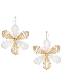Southern Living Diamond Dust Two Tone Textured Flower Drop Earrings