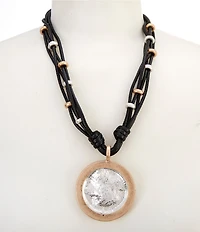 Southern Living Disc Pendant Rope Shot Pendant Statement Necklace
