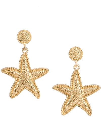 Southern Living Dot Textured Stud Metal Starfish Drop Earrings