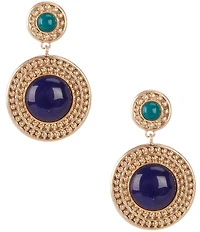 Southern Living Double Disc Semi Precious Stone Statement Drop Earrings