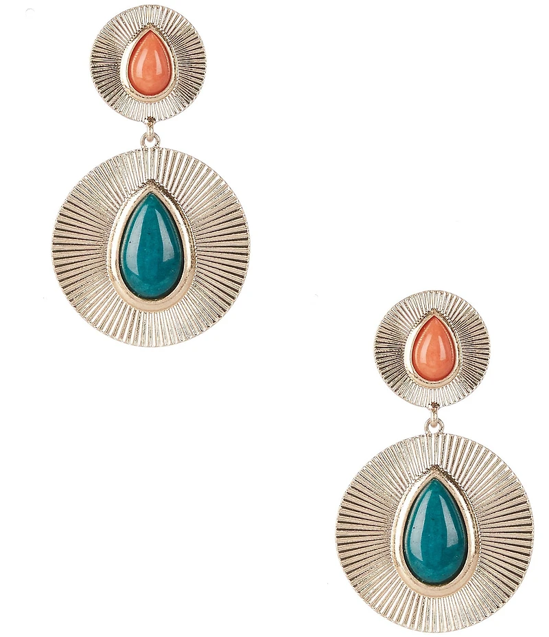 Southern Living Double Disc with Semi Precious Stones Orbital Earrings