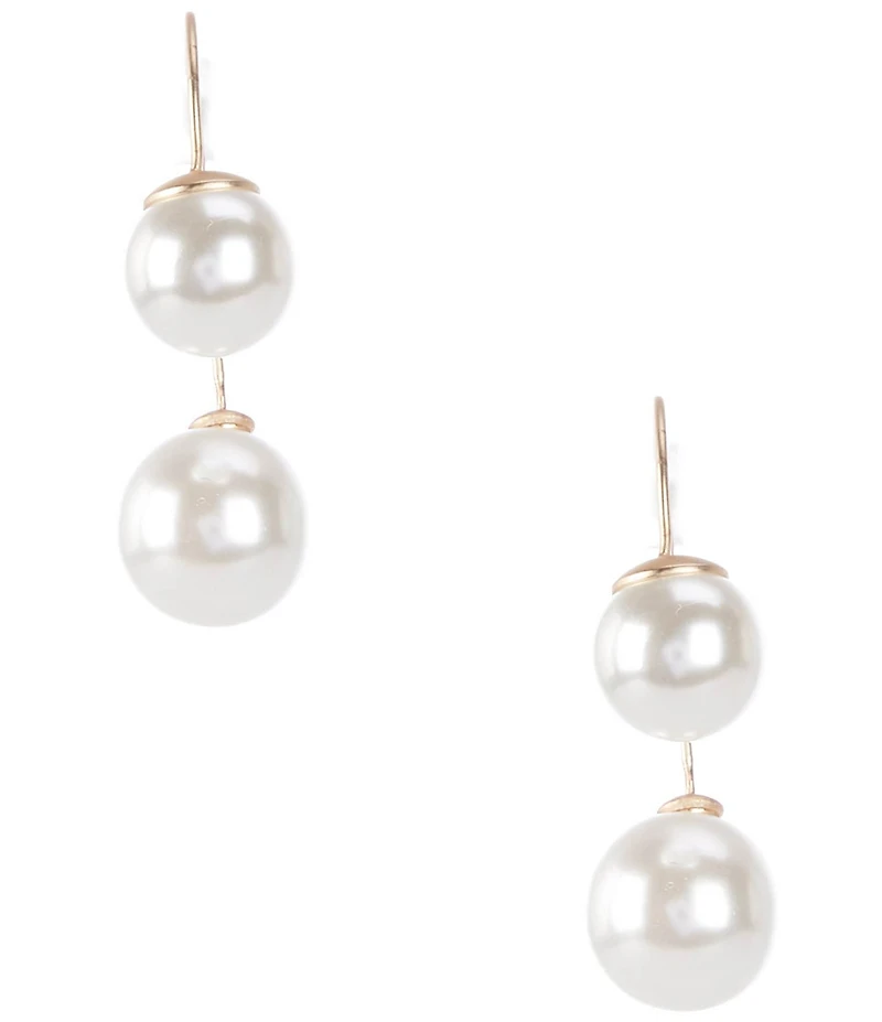 Southern Living Double Pearl Threader Drop Earrings