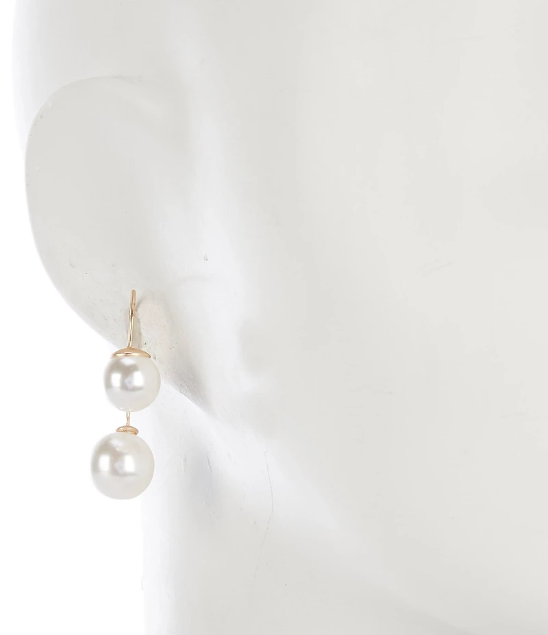Southern Living Double Pearl Threader Drop Earrings