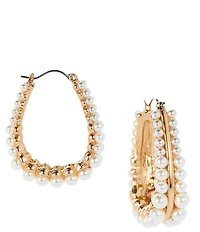 Southern Living Double Row Pearl Beaded Hoop Earrings
