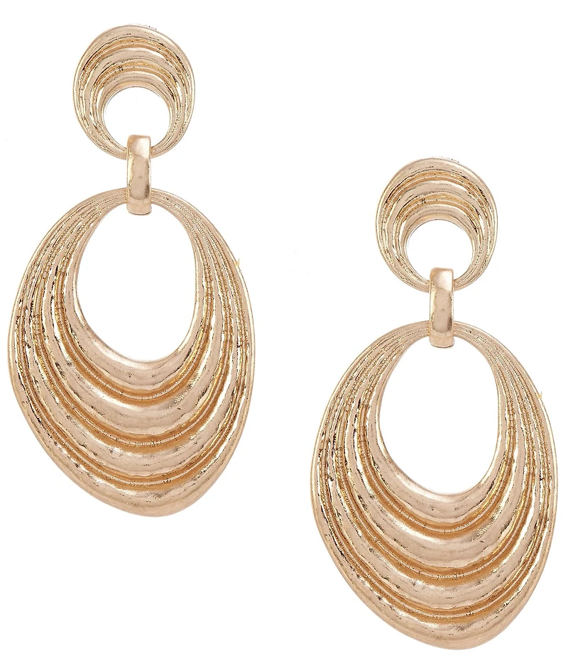 Southern Living Double Textured Disc Orbital Drop Earrings