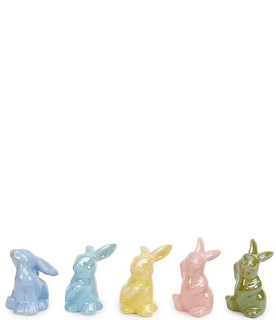 Southern Living Easter Collection Assorted Colorful Bunny Accent Stoneware Figurines, Set of 5